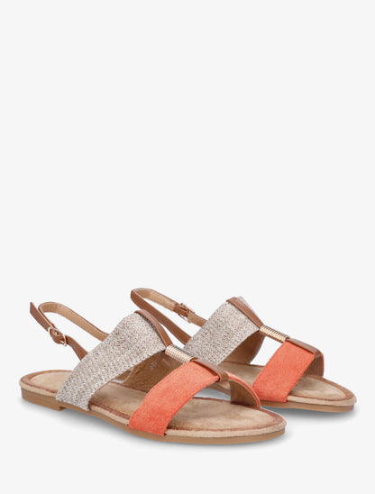 Nu-pieds en suédine et raphia à bijou - Orange - 4