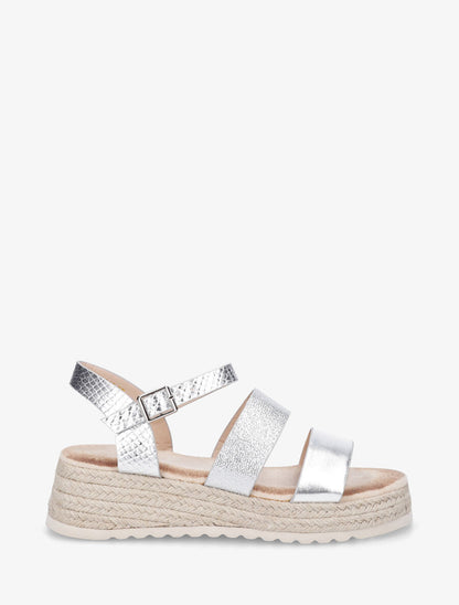 Sandales compensées à brides texturées - Argent - 6