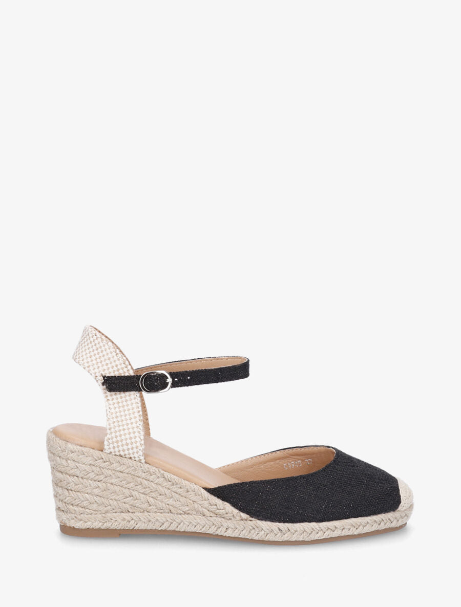 Espadrilles mi-hautes en tissu - Noir - 2