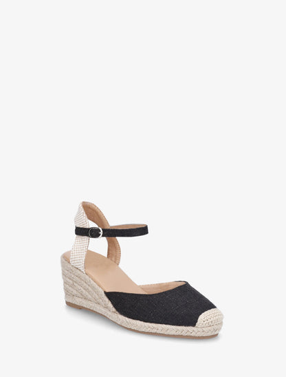 Espadrilles mi-hautes en tissu - Noir - 3