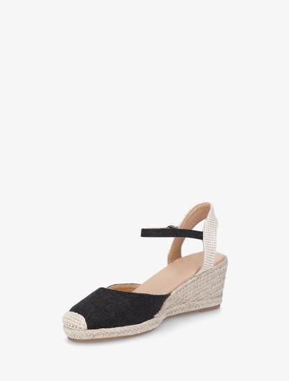 Espadrilles mi-hautes en tissu - Noir - 4