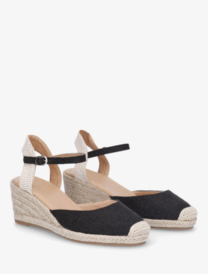 Espadrilles mi-hautes en tissu - Noir - 5