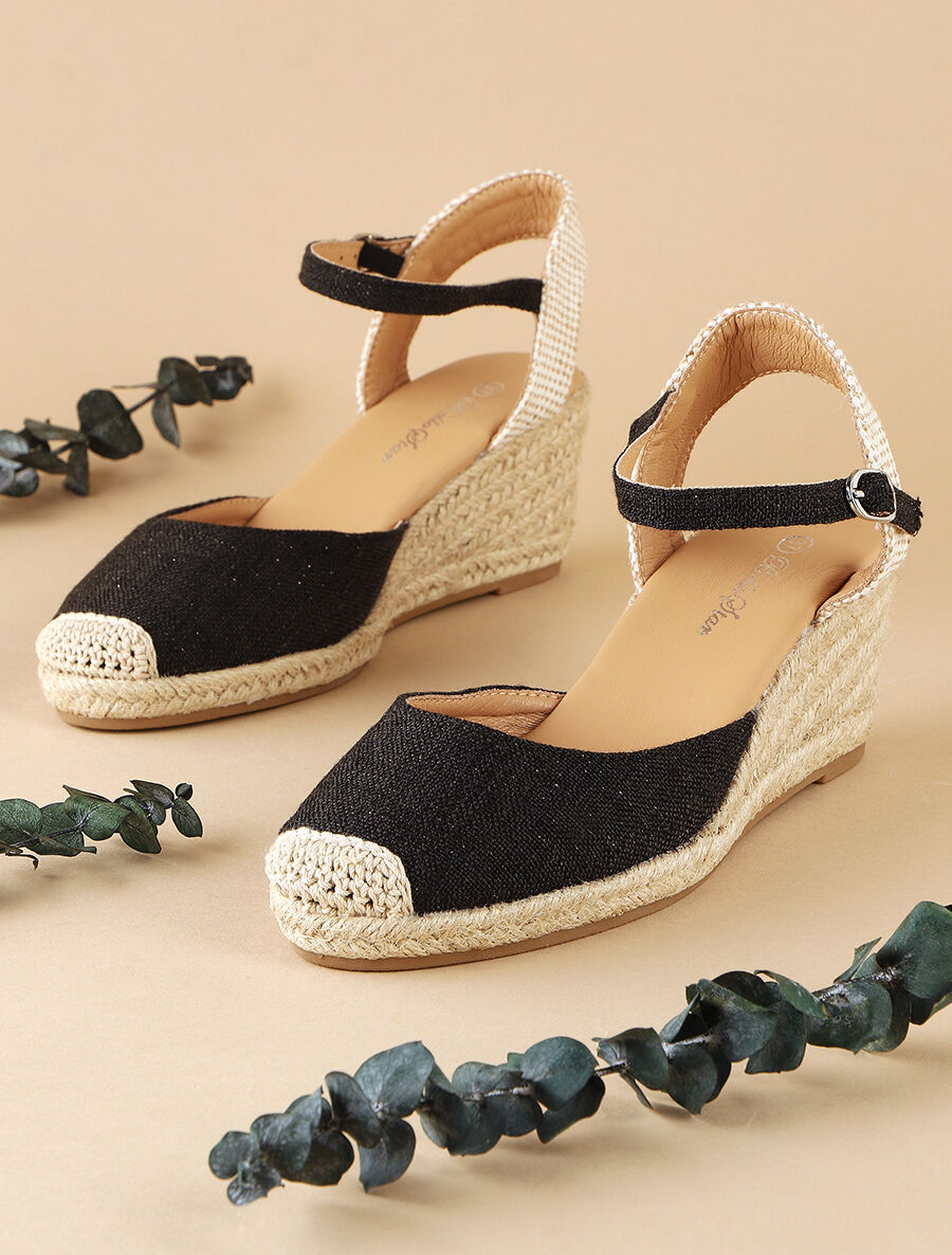 Espadrilles mi-hautes en tissu - Noir - 1