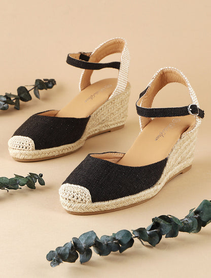 Espadrilles mi-hautes en tissu - Noir - 1