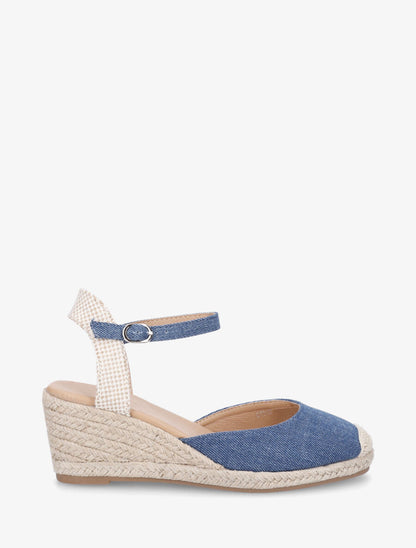 Espadrilles mi-hautes en tissu - Bleu denim - 1