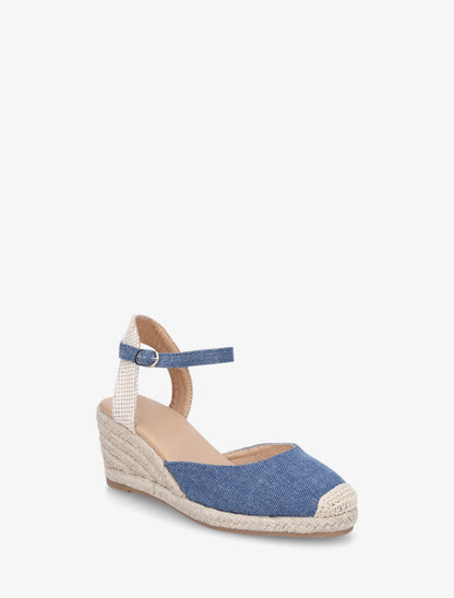 Espadrilles mi-hautes en tissu - Bleu denim - 2