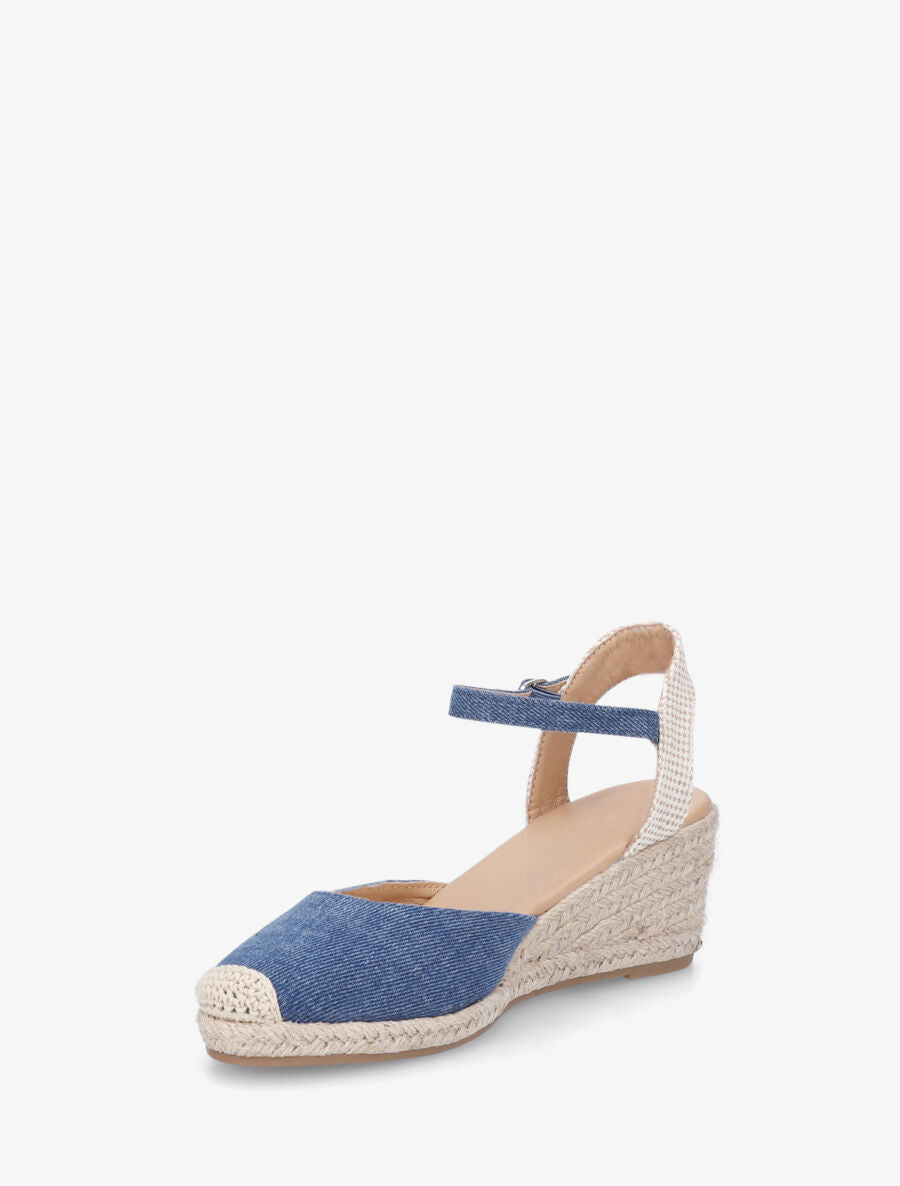 Espadrilles mi-hautes en tissu - Bleu denim - 3