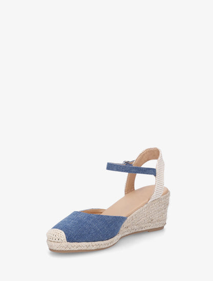 Espadrilles mi-hautes en tissu - Bleu denim - 3