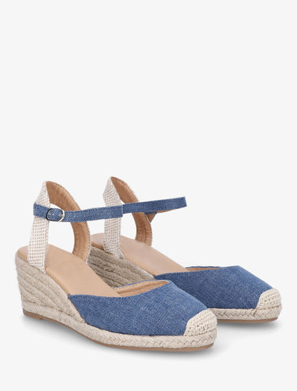 Espadrilles mi-hautes en tissu - Bleu denim - 4