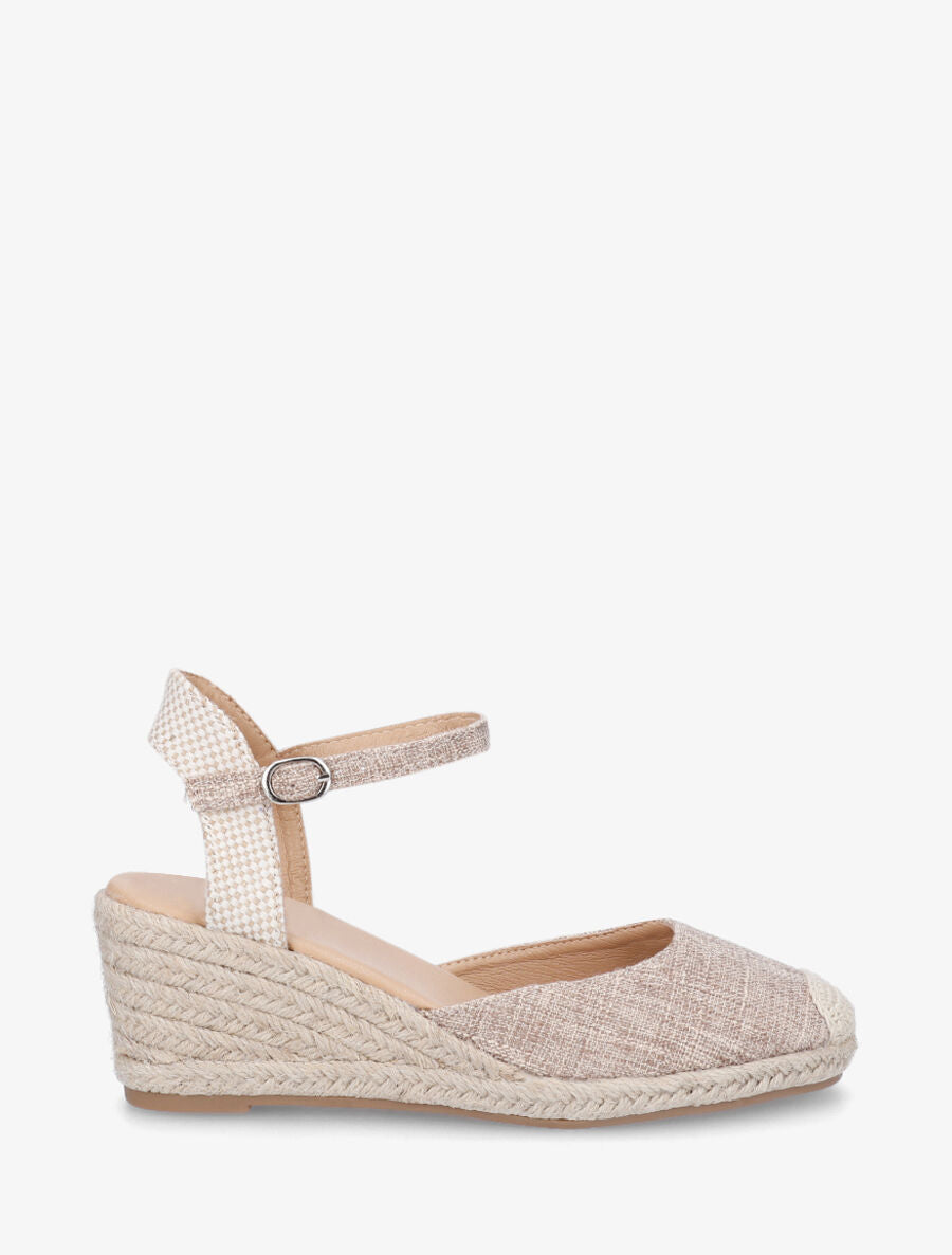 Espadrilles mi-hautes en tissu - Taupe - 1
