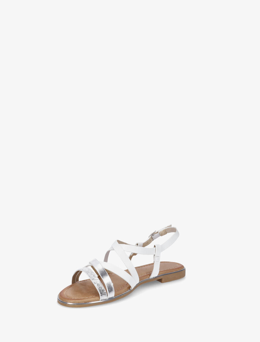 Nu-pieds multi-lanières simili et python - Blanc - 3