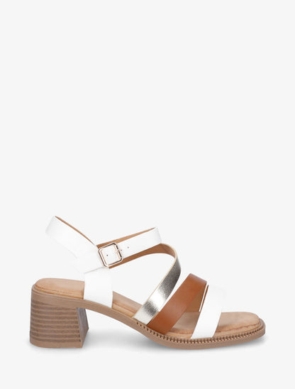 Sandales multibrides en simili - Blanc - 5