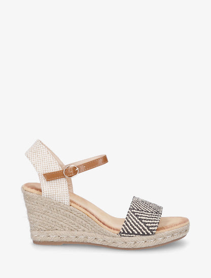 Sandales compensées hautes style espadrille - Chocolat - 5