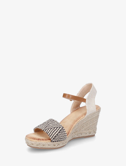 Sandales compensées hautes style espadrille - Chocolat - 3