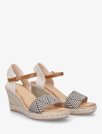Sandales compensées hautes style espadrille - Chocolat - 4