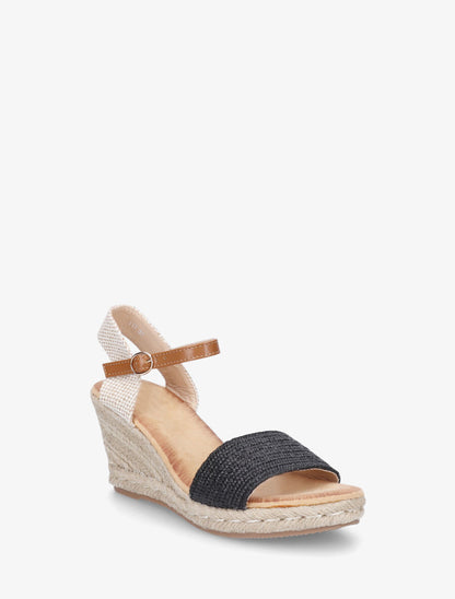 Sandales compensées hautes style espadrille - Noir - 3
