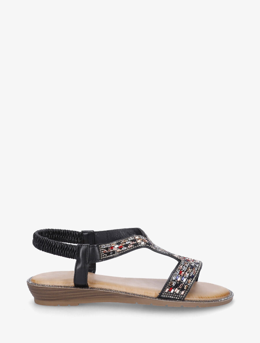 Nu-pieds élastiquées à strass - Noir - 5