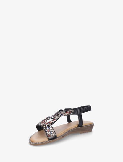 Nu-pieds élastiquées à strass - Noir - 3