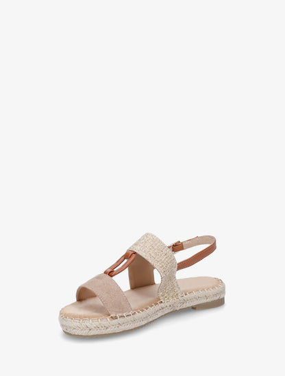 Nu-pieds bi-matière à boucle en simili - Taupe - 3