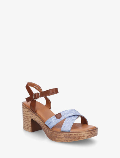 Sandales à talon et brides croisées - Bleu - 2