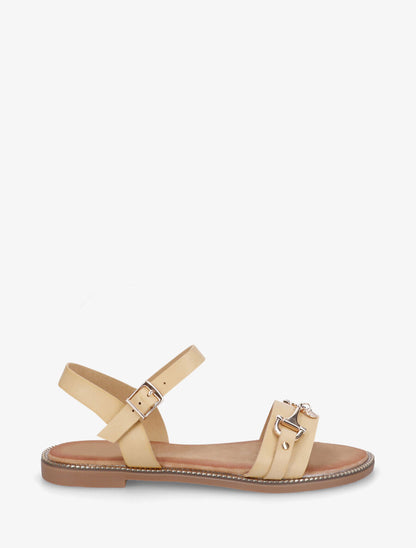 Nu-pieds en simili à boucle fantaisie - Beige - 1