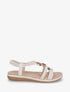 Nu-pieds unis à empiècement perles en bois - Beige - 5