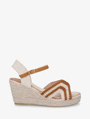 Sandales compensées en crochet - Camel - 1