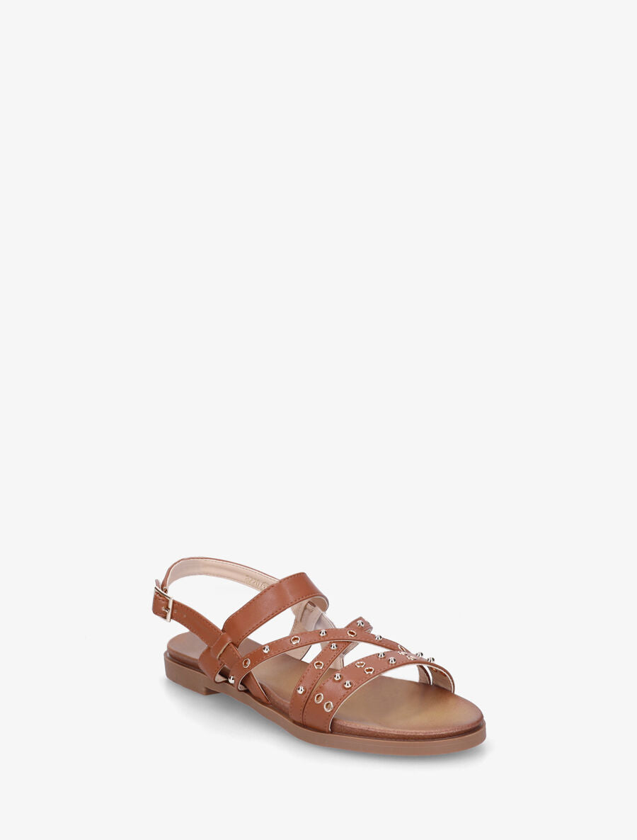 Nu-pieds cloutés en simili - Camel - 2
