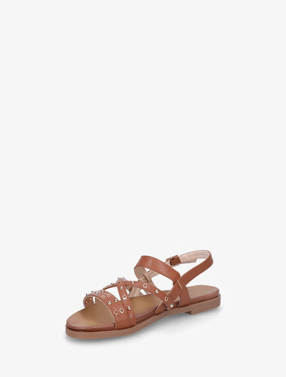 Nu-pieds cloutés en simili - Camel - 3