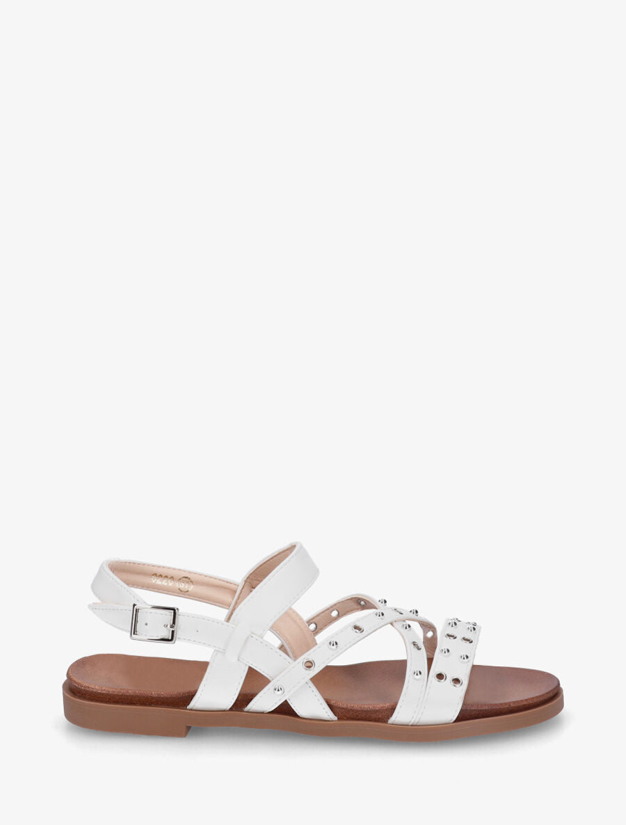 Nu-pieds cloutés en simili - Blanc - 5