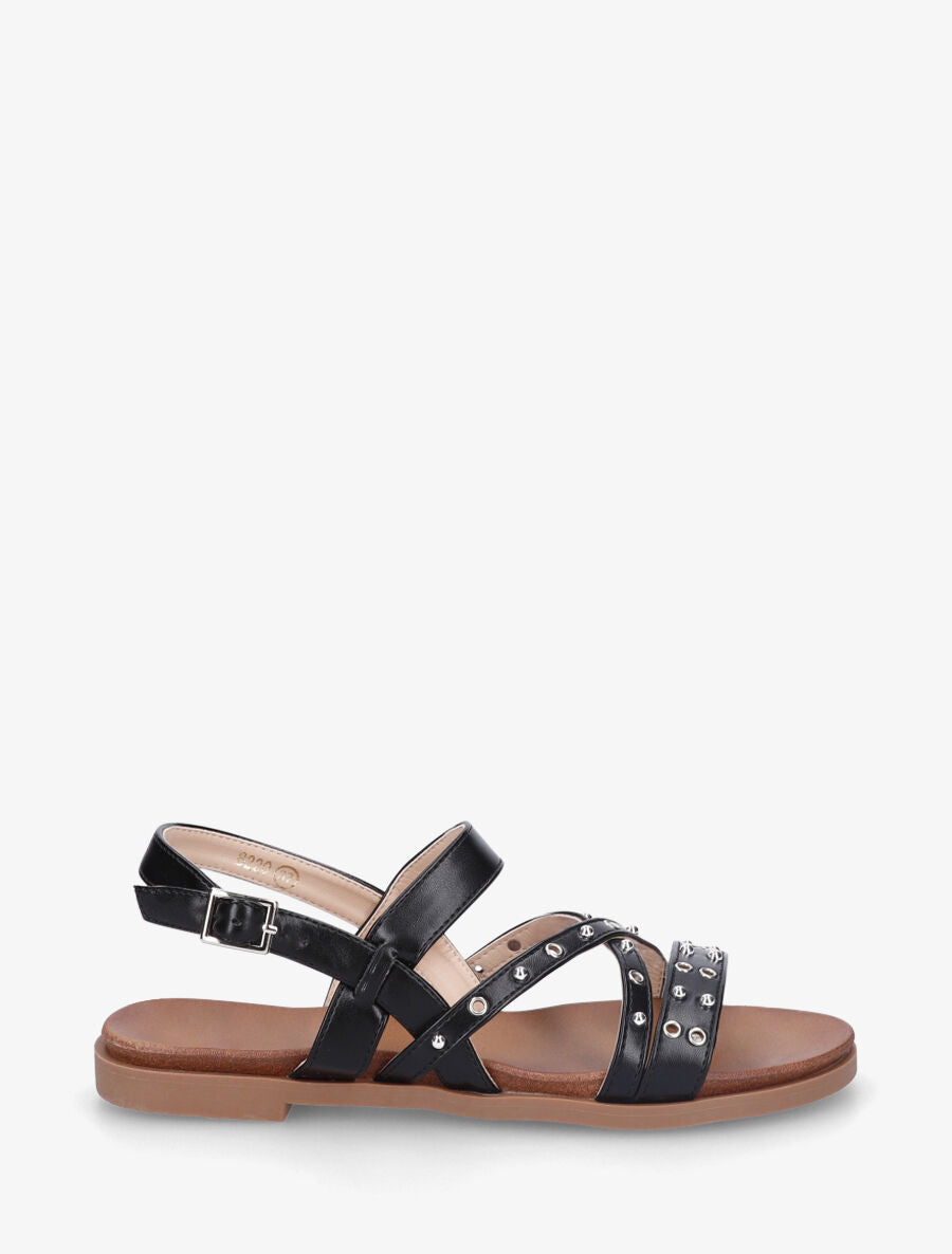Nu-pieds cloutés en simili - Noir - 5