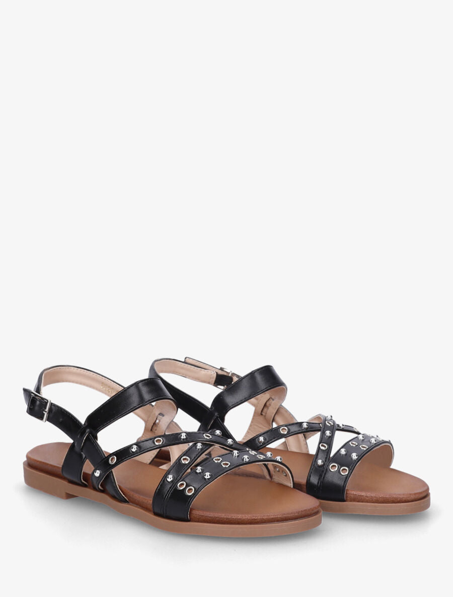 Nu-pieds cloutés en simili - Noir - 4