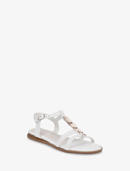 Nu-pieds en simili à bride bijoux - Blanc - 2