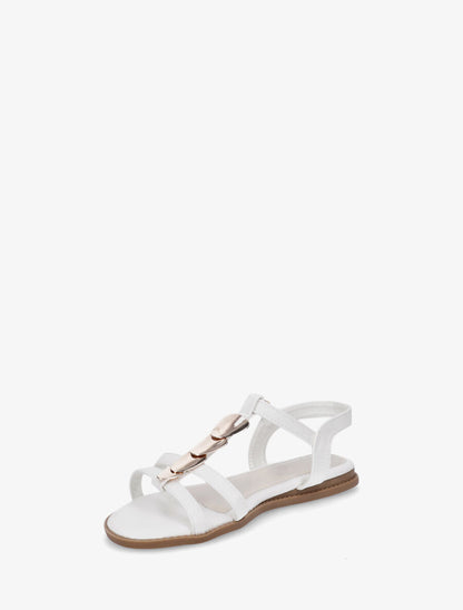 Nu-pieds en simili à bride bijoux - Blanc - 3