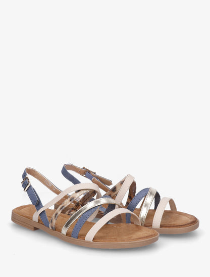 Nu-pieds à multi brides dépareillées - Bleu - 4