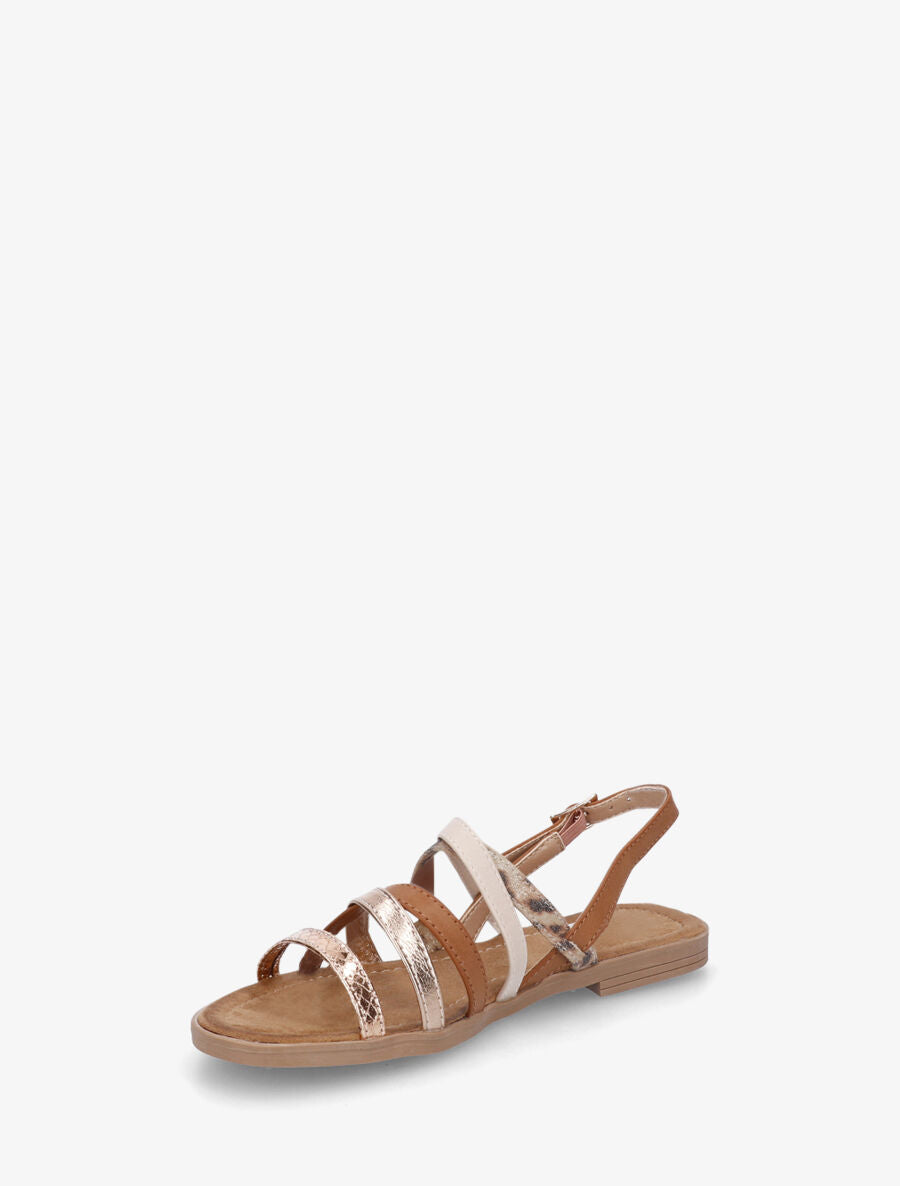 Nu-pieds à multi brides dépareillées - Camel - 3