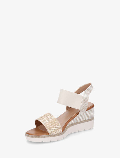 Sandales compensées à bride en raphia - Beige - 3