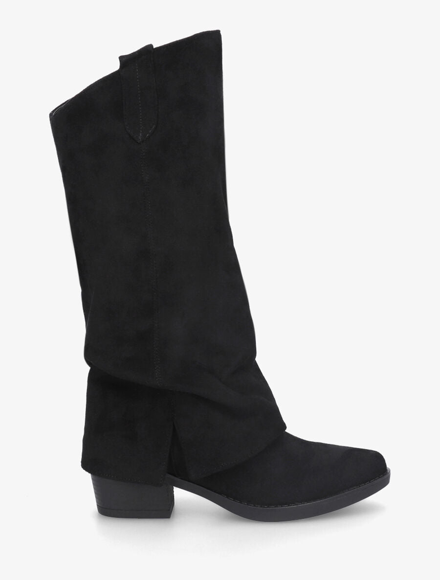 Bottes en suédine à revers - Noir - 5
