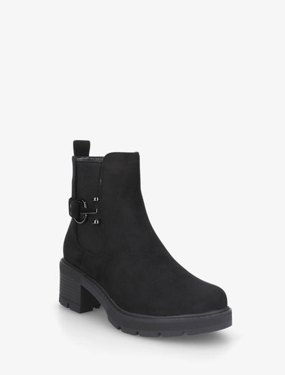 Bottines en suédine à boucle décorative - Noir - 2