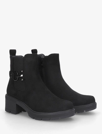 Bottines en suédine à boucle décorative - Noir - 4