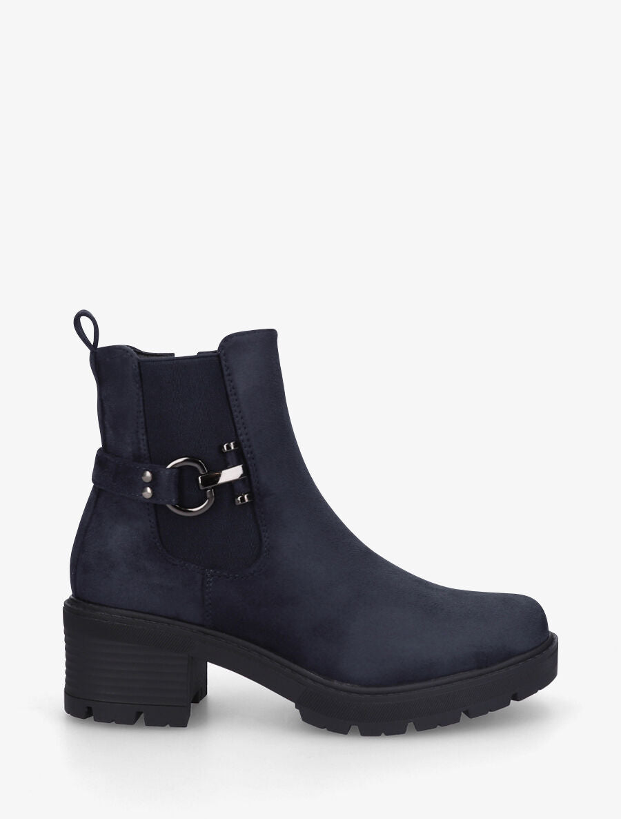Bottines en suédine à boucle décorative - Marine - 5