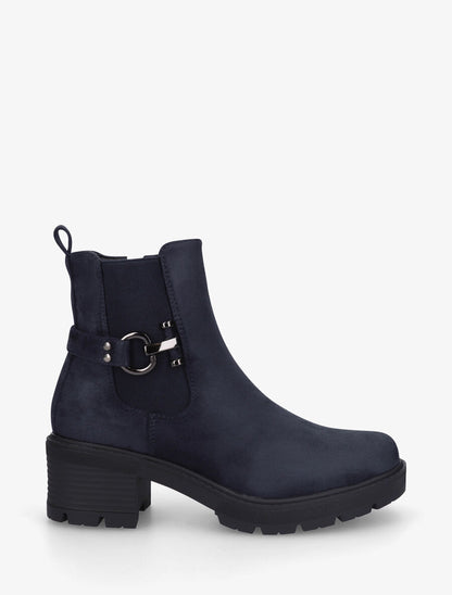 Bottines en suédine à boucle décorative - Marine - 5