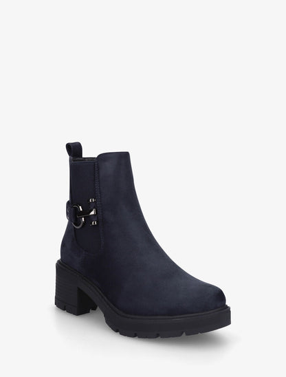 Bottines en suédine à boucle décorative - Marine - 2