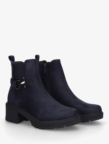 Bottines en suédine à boucle décorative - Marine - 4