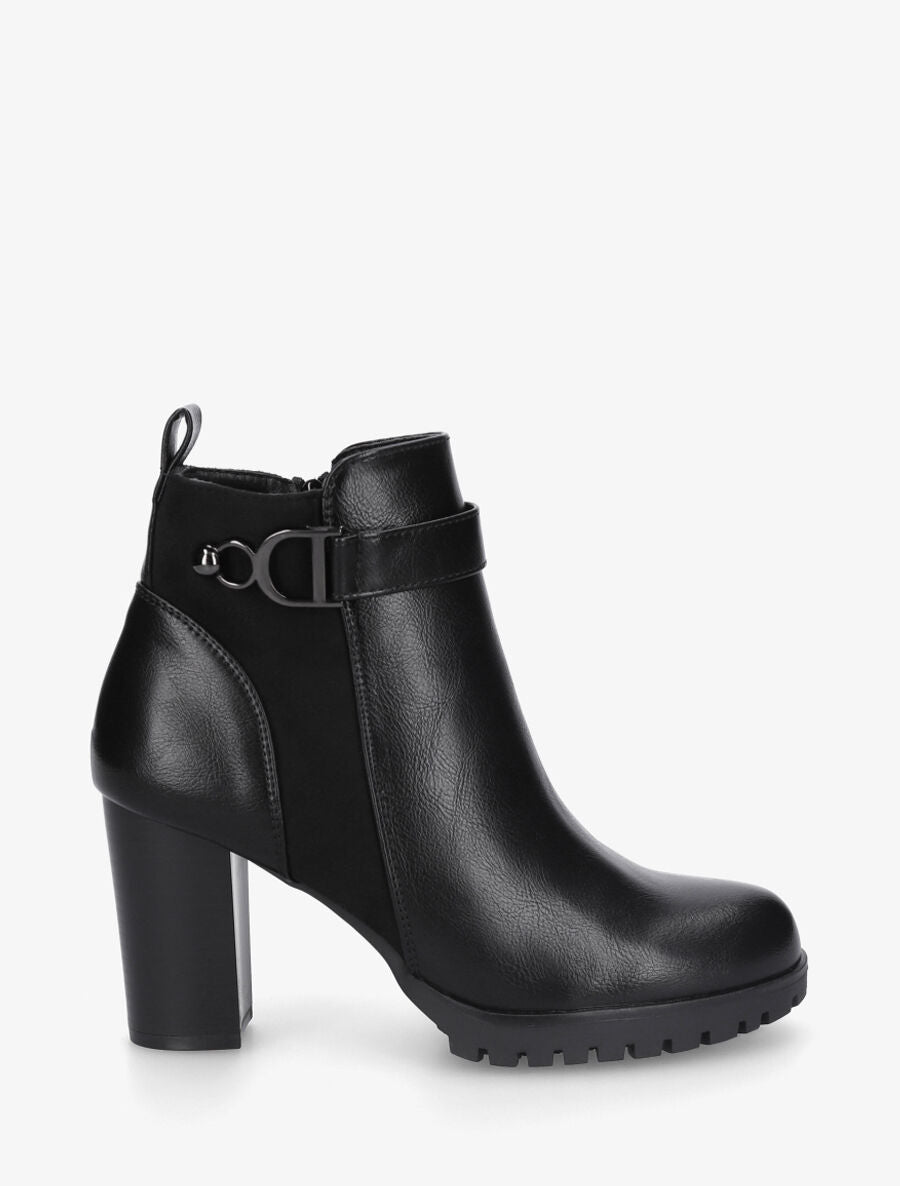 Bottines bimatière à talon haut - Noir - 5