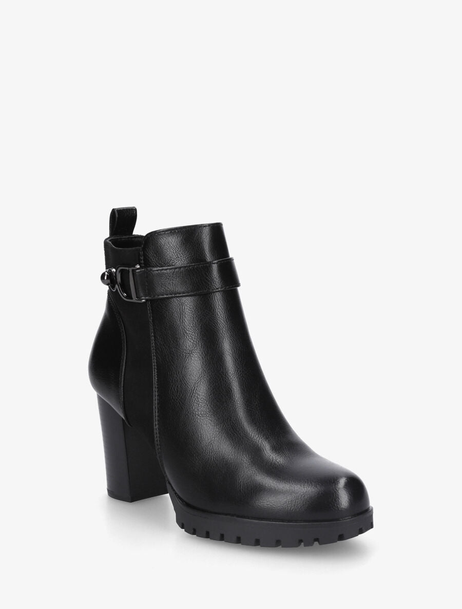 Bottines bimatière à talon haut - Noir - 2