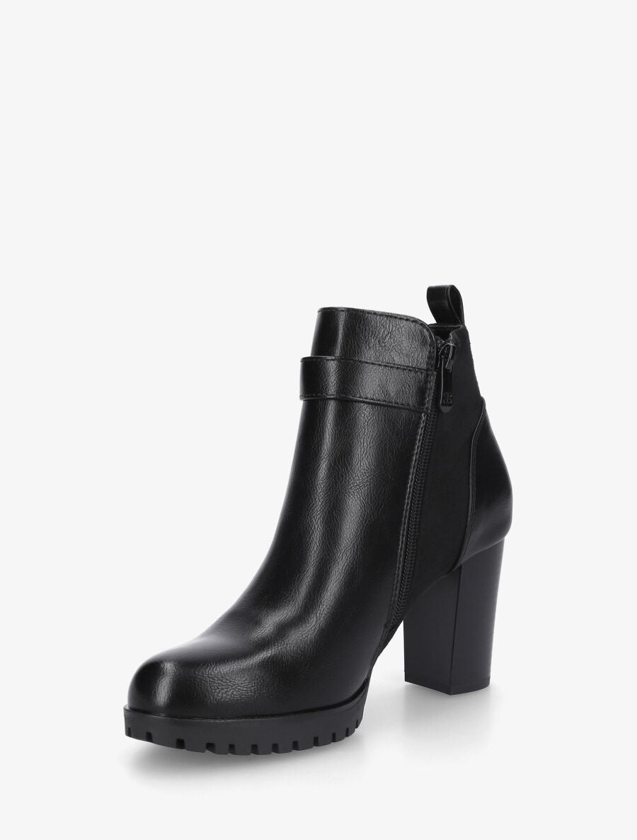 Bottines bimatière à talon haut - Noir - 3