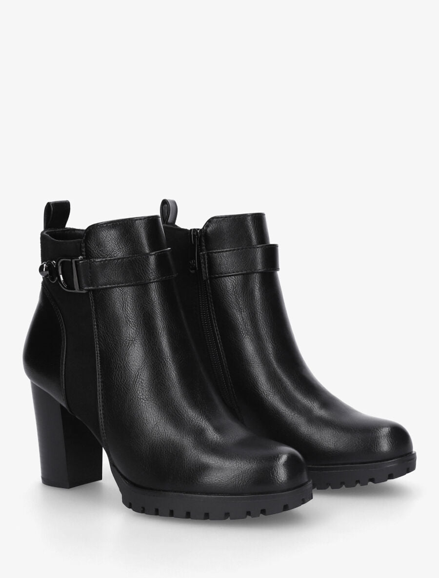 Bottines bimatière à talon haut - Noir - 4