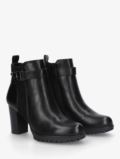 Bottines bimatière à talon haut - Noir - 4