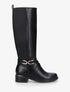 Bottes élastiquées en simili à talon - Noir - 1